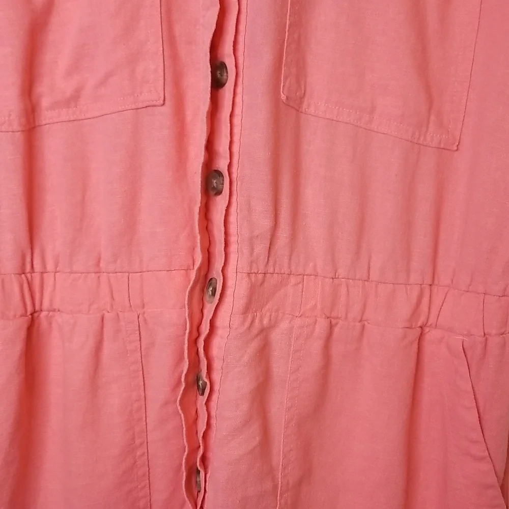 Universal Thread Womens Coral Pink Linen Blend Shortsleeve Romper Shorts Size 14 - Picture 4 of 11